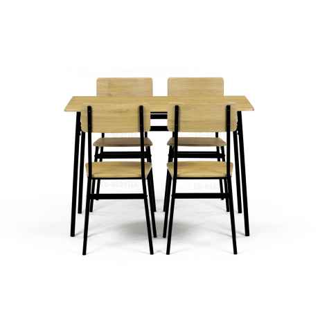 Set jídelní (1+4), MDF dekor divoký dub,černý kov