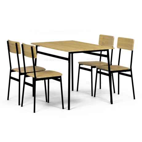 Set jídelní (1+4), MDF dekor divoký dub,černý kov