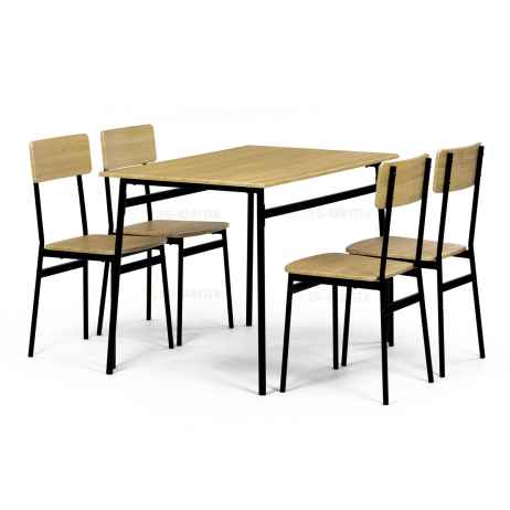 Set jídelní (1+4), MDF dekor divoký dub,černý kov