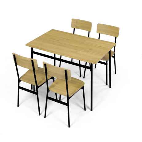 Set jídelní (1+4), MDF dekor divoký dub,černý kov