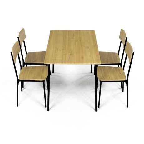 Set jídelní (1+4), MDF dekor divoký dub,černý kov