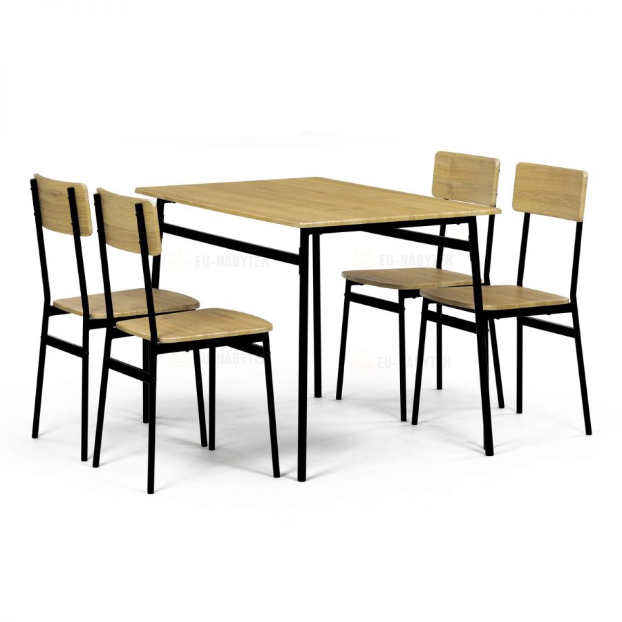 Set jídelní (1+4), MDF dekor divoký dub,černý kov