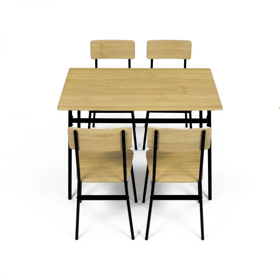 Set jídelní (1+4), MDF dekor divoký dub,černý kov