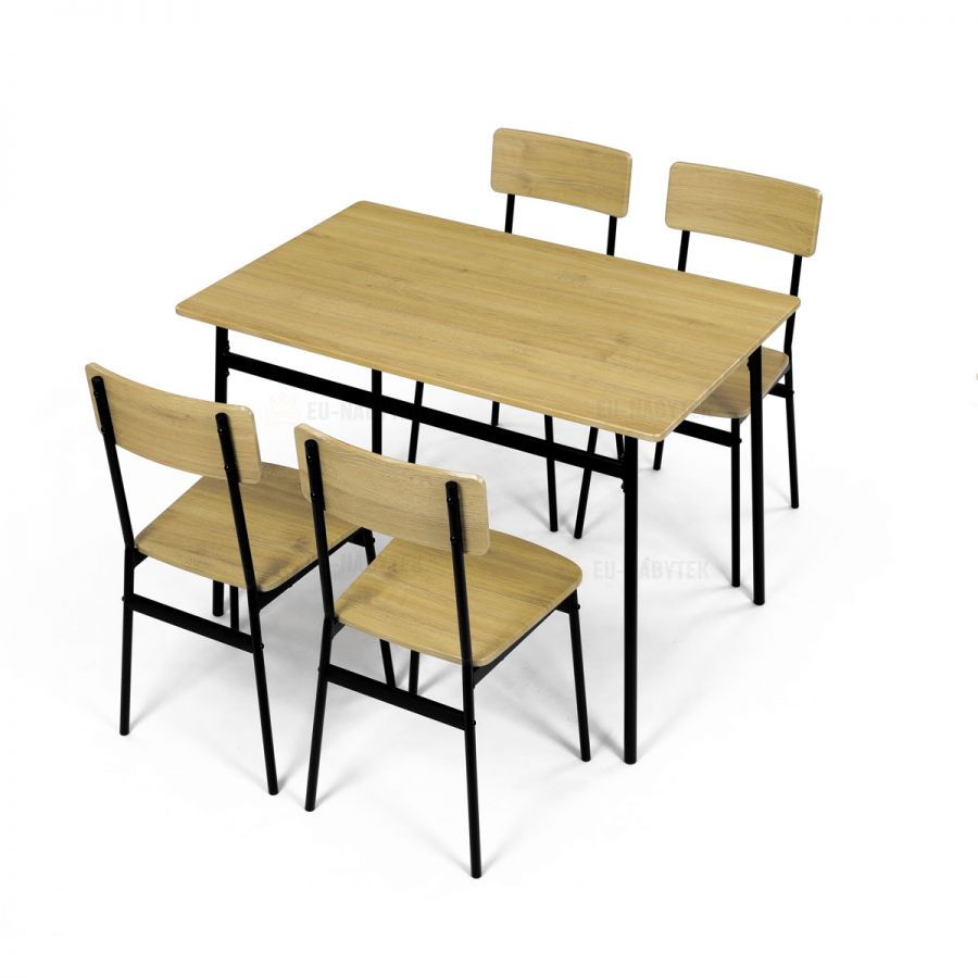 Set jídelní (1+4), MDF dekor divoký dub,černý kov