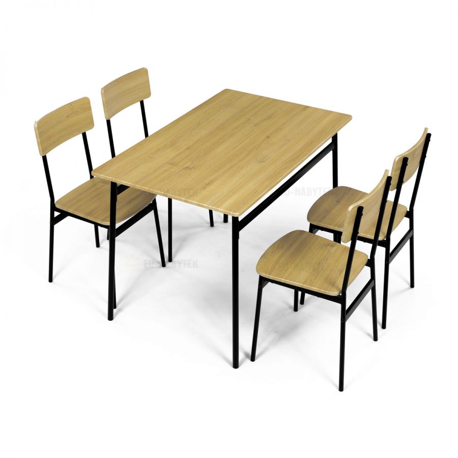 Set jídelní (1+4), MDF dekor divoký dub,černý kov