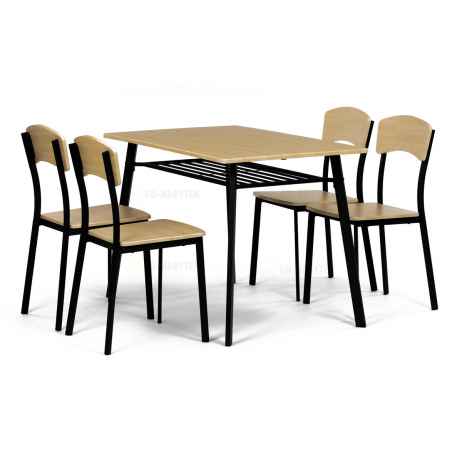 Set jídelní (1+4), MDF dekor dub, černý kov