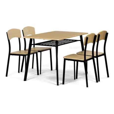 Set jídelní (1+4), MDF dekor dub, černý kov