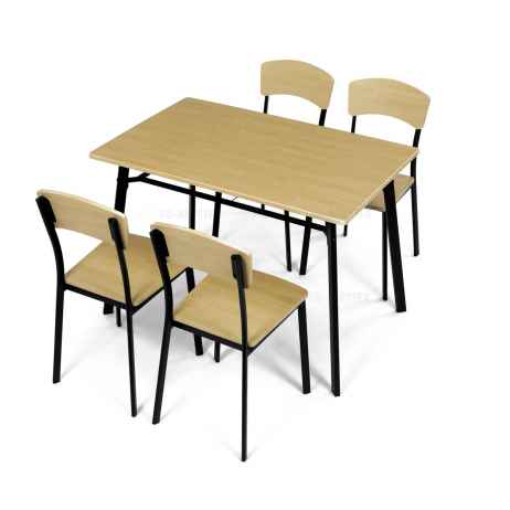 Set jídelní (1+4), MDF dekor dub, černý kov