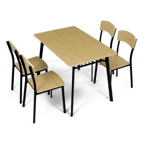 Set jídelní (1+4), MDF dekor dub, černý kov