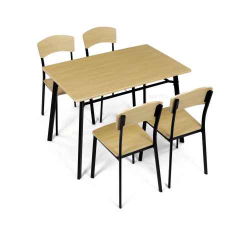 Set jídelní (1+4), MDF dekor dub, černý kov