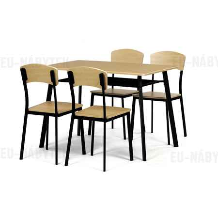 Set jídelní (1+4), MDF dekor dub, černý kov