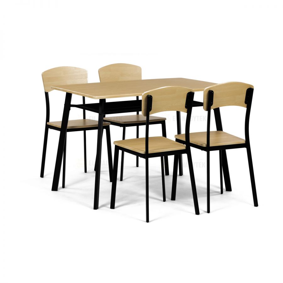 Set jídelní (1+4), MDF dekor dub, černý kov