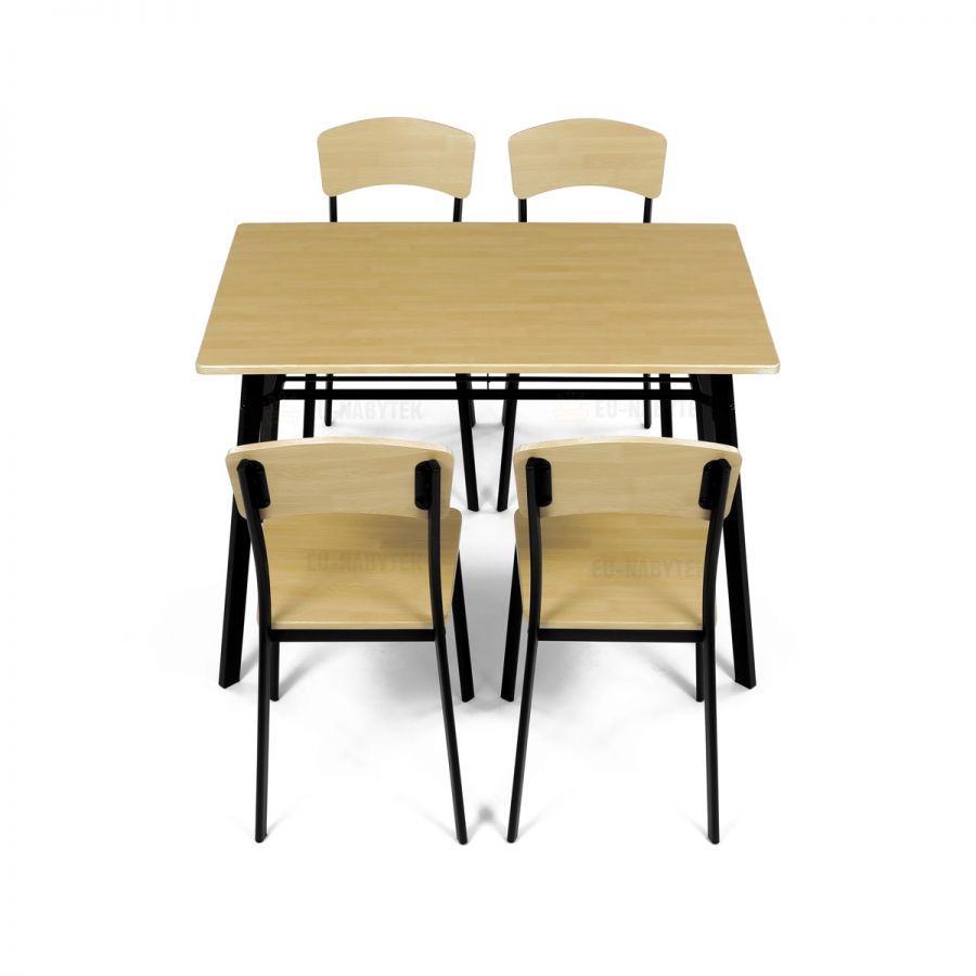Set jídelní (1+4), MDF dekor dub, černý kov