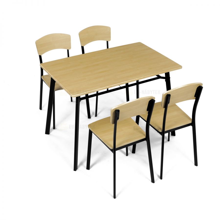 Set jídelní (1+4), MDF dekor dub, černý kov