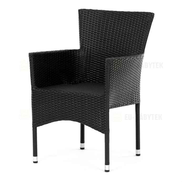 Židle zahradní, černý umělý ratan, kov, stohovatelná.