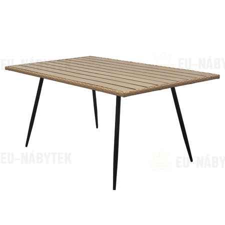 Stůl zahradní 160x95x74, kov s umělým ratanem, deska polywood