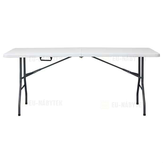 Stůl campingový bílý 180x70, skládací, s madlem pro snadné přenášení