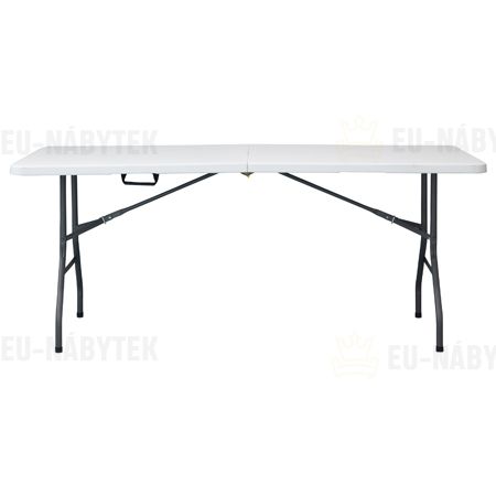 Stůl campingový bílý 180x70, skládací, s madlem pro snadné přenášení