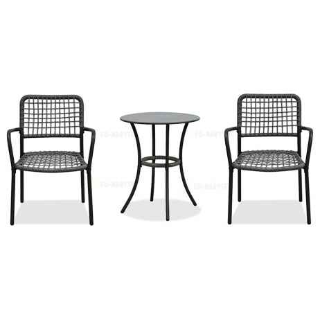 Balkónový set 1+2, stůl 60x60, židle umělý ratan barva antracit,  kov antracit