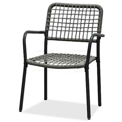 Balkónový set 1+2, stůl 60x60, židle umělý ratan barva antracit,  kov antracit