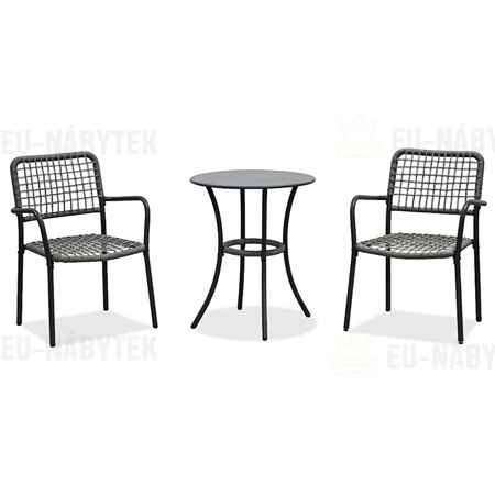 Balkónový set 1+2, stůl 60x60, židle umělý ratan barva antracit,  kov antracit