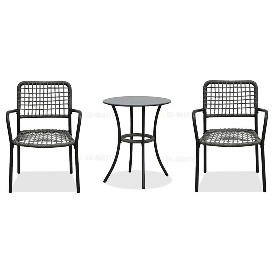 Balkónový set 1+2, stůl 60x60, židle umělý ratan barva antracit,  kov antracit