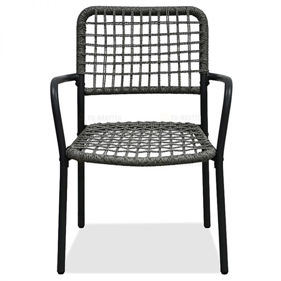 Balkónový set 1+2, stůl 60x60, židle umělý ratan barva antracit,  kov antracit