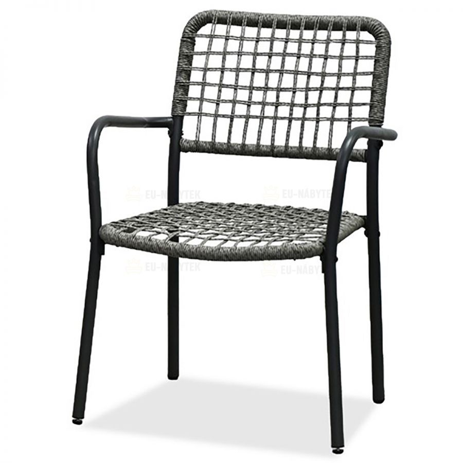 Balkónový set 1+2, stůl 60x60, židle umělý ratan barva antracit,  kov antracit