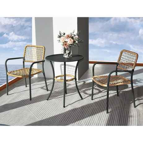 Zahradní set 1+2, stůl 60x60, židle umělý ratan barva přírodní,  kov antracit