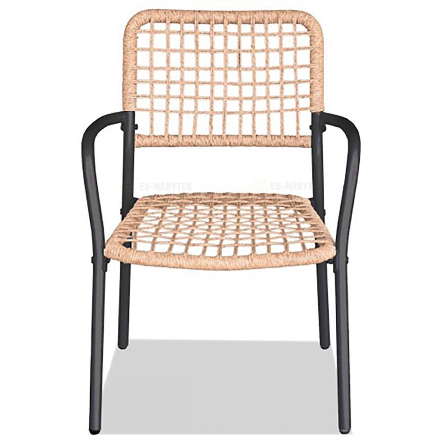 Zahradní set 1+2, stůl 60x60, židle umělý ratan barva přírodní,  kov antracit