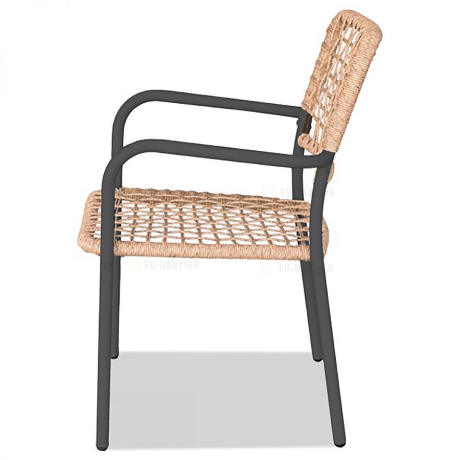 Zahradní set 1+2, stůl 60x60, židle umělý ratan barva přírodní,  kov antracit