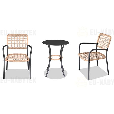 Zahradní set 1+2, stůl 60x60, židle umělý ratan barva přírodní,  kov antracit