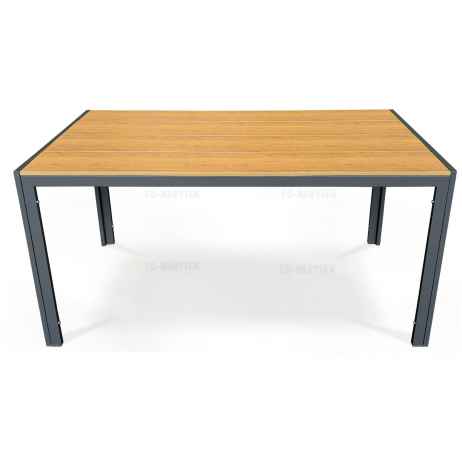 Stůl zahradní 150x90x73, deska polywood v dekoru dubu, šedá kovová konstrukce