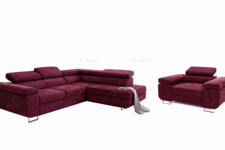 Rozkládací rohová sedačka TONY + křeslo vínová
