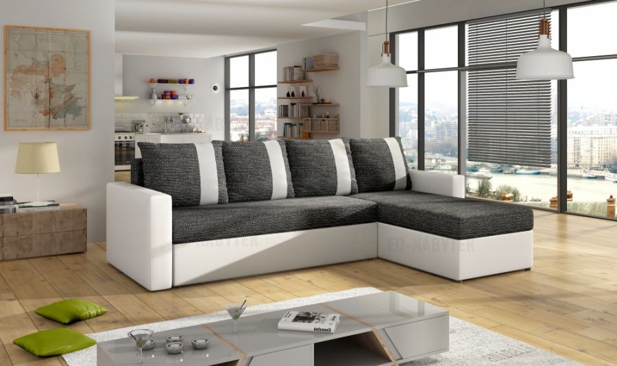 Set rozkládací rohová sedačka TIMO L + obývací stěna HONGKONG dub sonoma