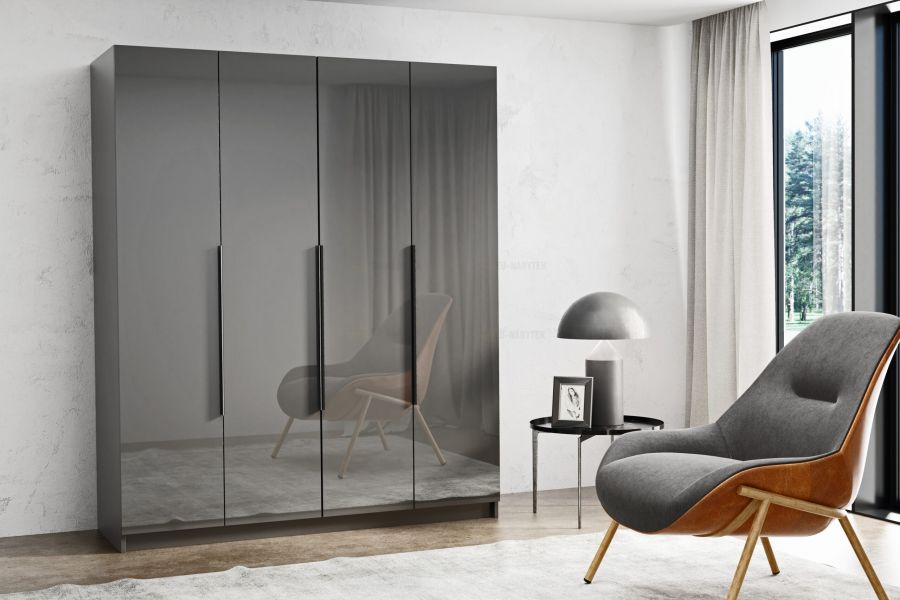 Šatní skříň PRADA 180 šedá lesk