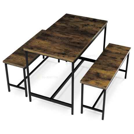 Jídelní set 1+2, rozměr stolu 110x60x75, rozměr lavice 98x30x47, MDF, barva staré dřevo