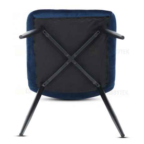 Židle jídelní, modrá sametová látka, nohy černý kov