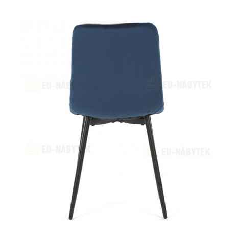 Židle jídelní, modrá sametová látka, nohy černý kov