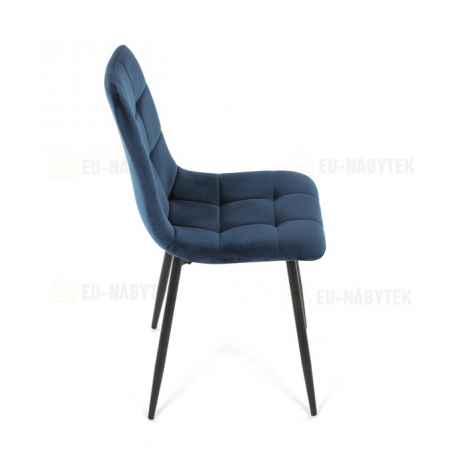 Židle jídelní, modrá sametová látka, nohy černý kov