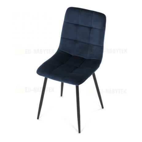 Židle jídelní, modrá sametová látka, nohy černý kov