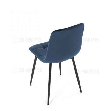 Židle jídelní, modrá sametová látka, nohy černý kov