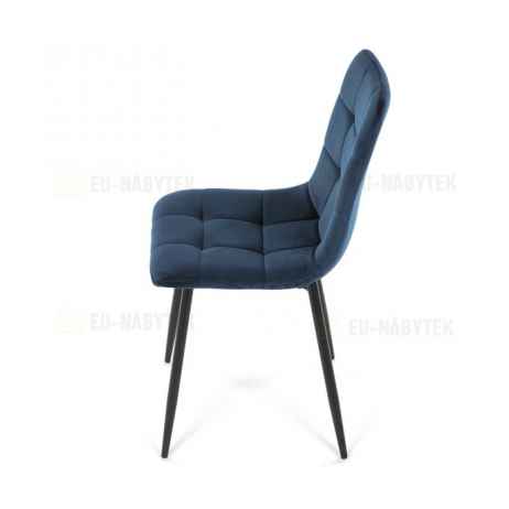 Židle jídelní, modrá sametová látka, nohy černý kov