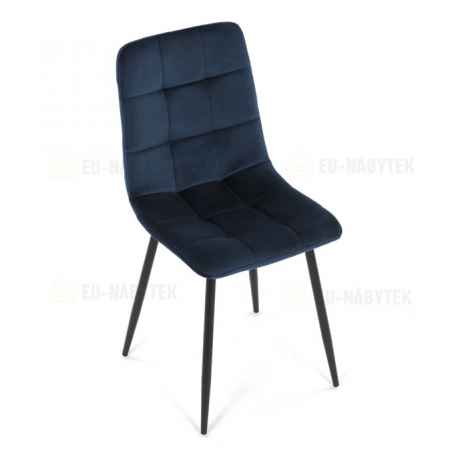 Židle jídelní, modrá sametová látka, nohy černý kov