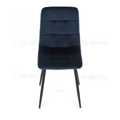 Židle jídelní, modrá sametová látka, nohy černý kov