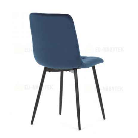 Židle jídelní, modrá sametová látka, nohy černý kov