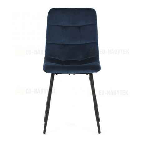 Židle jídelní, modrá sametová látka, nohy černý kov