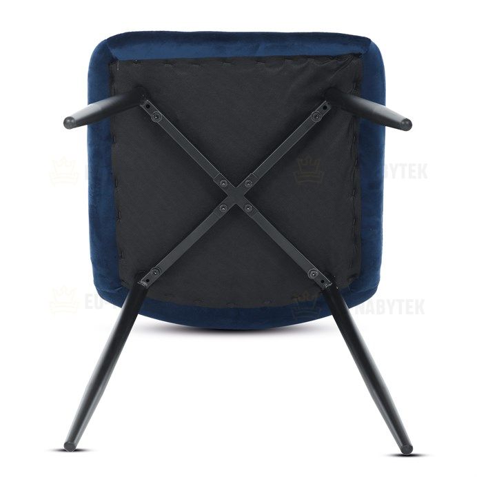 Židle jídelní, modrá sametová látka, nohy černý kov