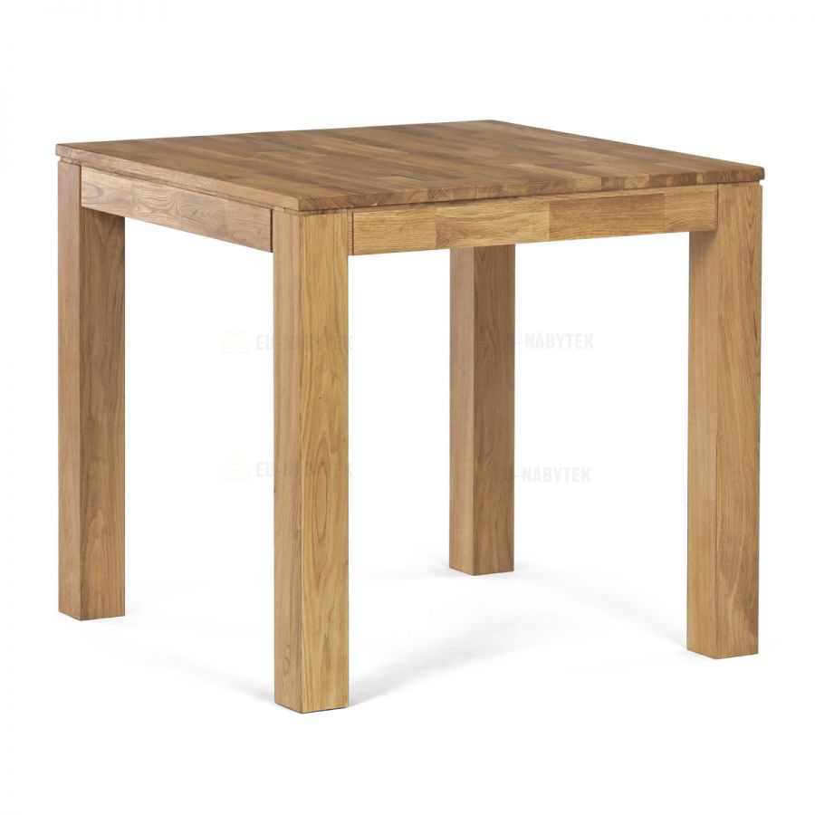 Jídelní stůl 80x80x75 cm, masiv dub bílý, povrchová úprava olejem, nohy 8x8 cm
