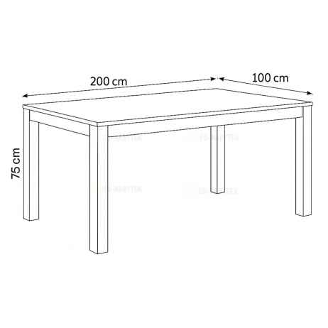 Jídelní stůl 200x100x75, masiv dub bílý, povrchová úprava olejem, nohy 10x10 cm